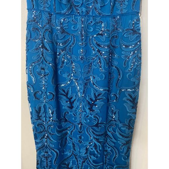NWT ADRIANNA PAPELL DRESS GOWN 4 BLUE MOTHER OF THE BRIDE EVENING FORMAL WEDDING - Picture 11 of 15